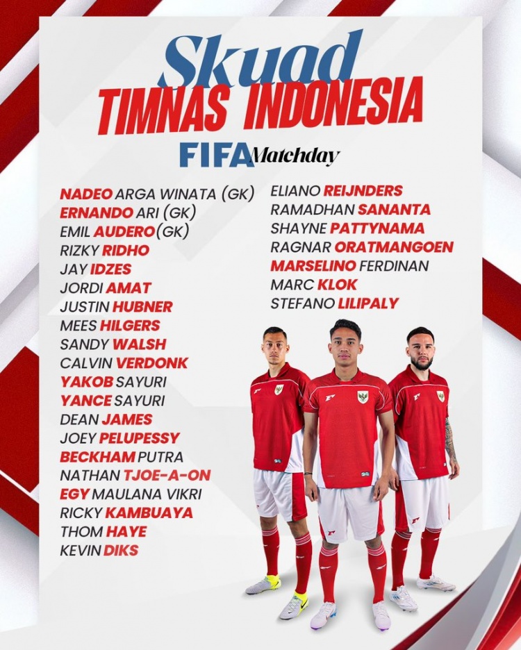 开云平台-印尼队9月热身赛名单：伊泽斯、希尔格斯、迪克斯等多名归化在列