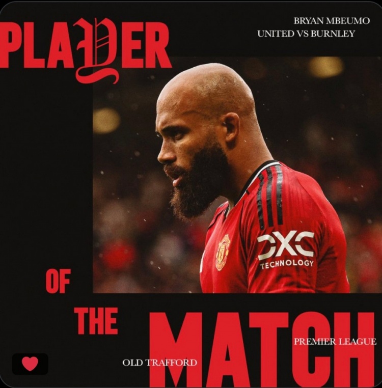 开云平台-贡献进球，曼联官方：姆伯莫当选曼联3-2伯恩利队内最佳球员